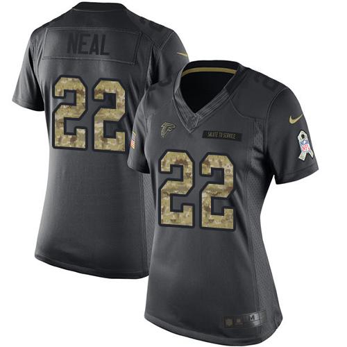 Nike Falcons #22 Keanu Neal Black Women's Stitched NFL Limited 2016 Salute to Service Jersey - Click Image to Close