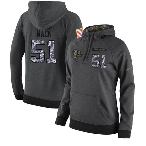 NFL Women's Nike Atlanta Falcons #51 Alex Mack Stitched Black Anthracite Salute to Service Player Performance Hoodie