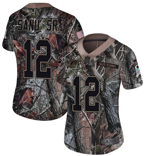 Nike Falcons #12 Mohamed Sanu Sr Camo Women's Stitched NFL Limited Rush Realtree Jersey