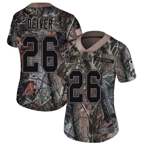 Falcons #26 Isaiah Oliver Camo Women's Stitched Football Limited Rush Realtree Jersey