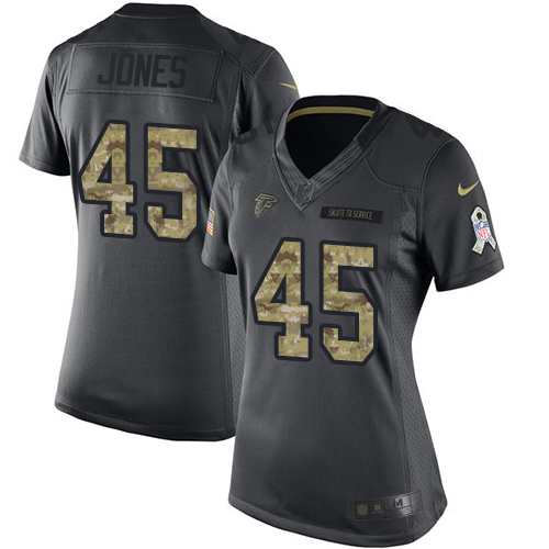 Nike Falcons #45 Deion Jones Black Women's Stitched NFL Limited 2016 Salute to Service Jersey - Click Image to Close