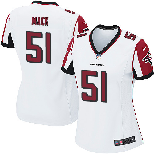 Nike Falcons #51 Alex Mack White Women's Stitched NFL Elite Jersey - Click Image to Close