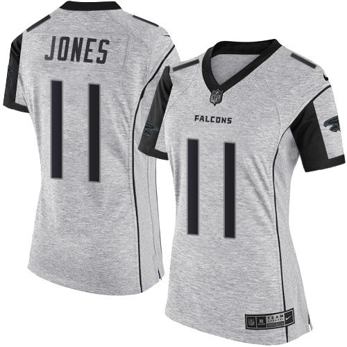 Nike Falcons #11 Julio Jones Gray Women's Stitched NFL Limited Gridiron Gray II Jersey