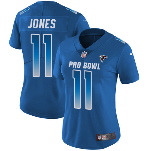 Nike Falcons #11 Julio Jones Royal Women's Stitched NFL Limited NFC 2018 Pro Bowl Jersey - Click Image to Close