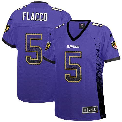 Nike Ravens #5 Joe Flacco Purple Team Color Women's Stitched NFL Elite Drift Fashion Jersey - Click Image to Close