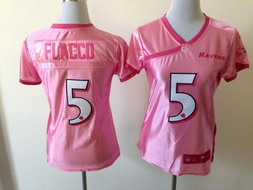 Nike Ravens #5 Joe Flacco New Pink Women's Be Luv'd Stitched NFL Elite Jersey