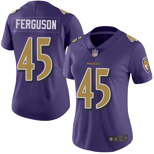 Ravens #45 Jaylon Ferguson Purple Women's Stitched Football Limited Rush Jersey - Click Image to Close