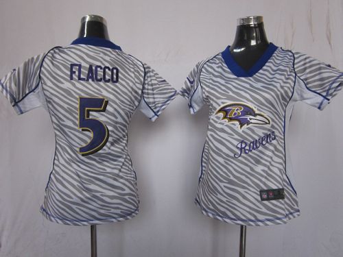 Nike Ravens #5 Joe Flacco Zebra Women's Stitched NFL Elite Jersey