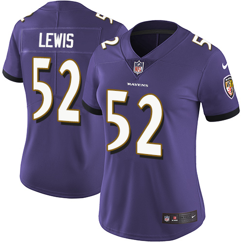 Nike Ravens #52 Ray Lewis Purple Team Color Women's Stitched NFL Vapor Untouchable Limited Jersey