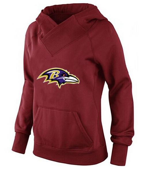 Women's Baltimore Ravens Logo Pullover Hoodie Red-1