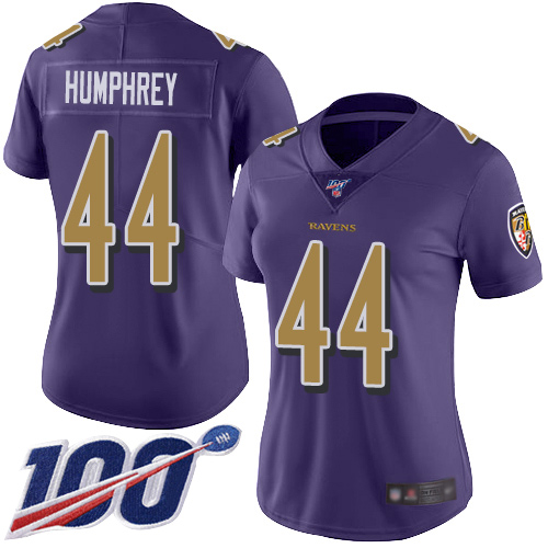 Ravens #44 Marlon Humphrey Purple Women's Stitched Football Limited Rush 100th Season Jersey