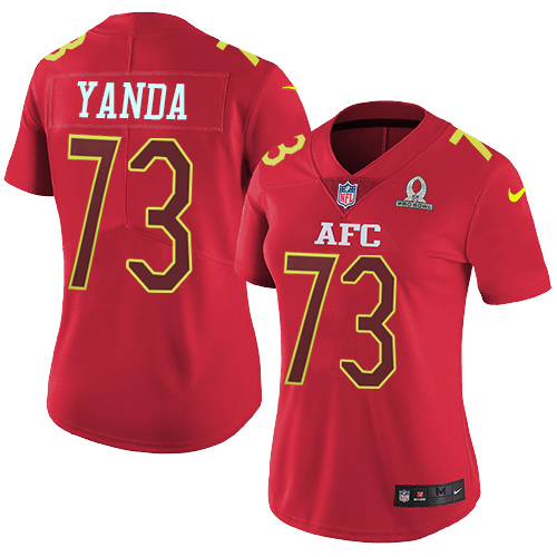 Nike Ravens #73 Marshal Yanda Red Women's Stitched NFL Limited AFC 2017 Pro Bowl Jersey - Click Image to Close