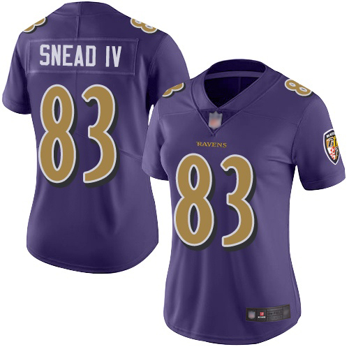 Ravens #83 Willie Snead IV Purple Women's Stitched Football Limited Rush Jersey - Click Image to Close