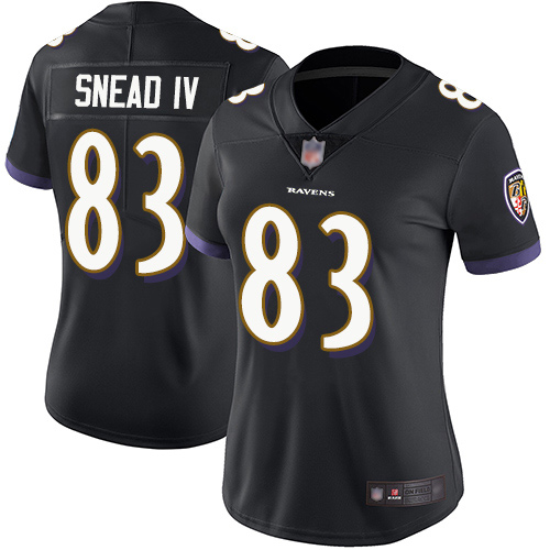 Ravens #83 Willie Snead IV Black Alternate Women's Stitched Football Vapor Untouchable Limited Jersey