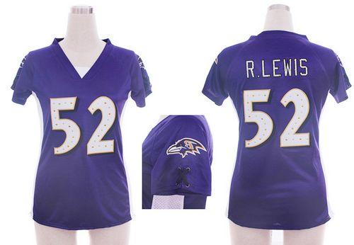 Nike Ravens #52 Ray Lewis Purple Team Color Draft Him Name & Number Top Women's Stitched NFL Elite Jersey