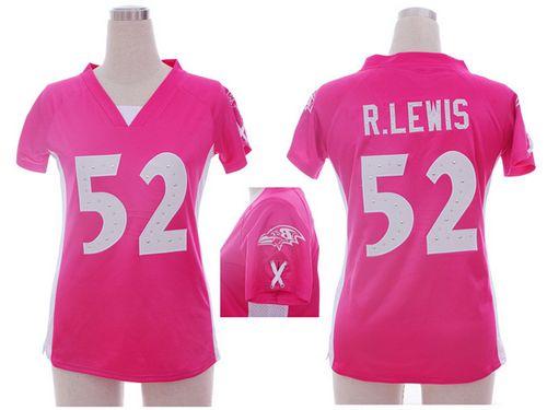 Nike Ravens #52 Ray Lewis Pink Draft Him Name & Number Top Women's Stitched NFL Elite Jersey