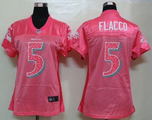 Nike Ravens #5 Joe Flacco Pink Sweetheart Women's NFL Game Jersey