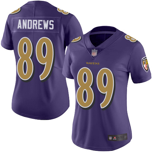 Ravens #89 Mark Andrews Purple Women's Stitched Football Limited Rush Jersey - Click Image to Close