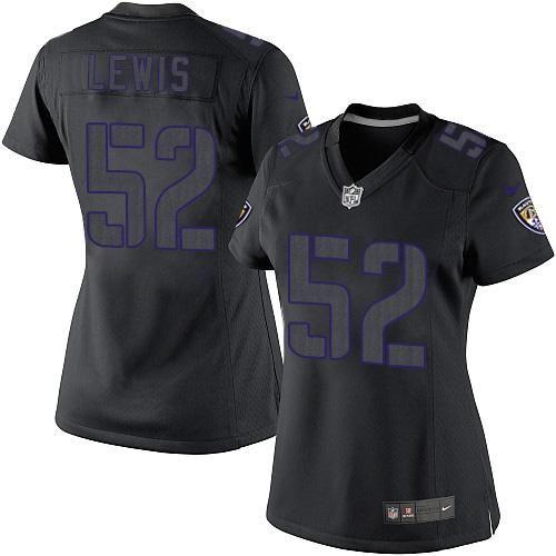 Nike Ravens #52 Ray Lewis Black Impact Women's Stitched NFL Limited Jersey - Click Image to Close