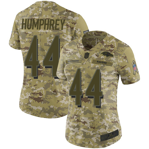 Nike Ravens #44 Marlon Humphrey Camo Women's Stitched NFL Limited 2018 Salute to Service Jersey