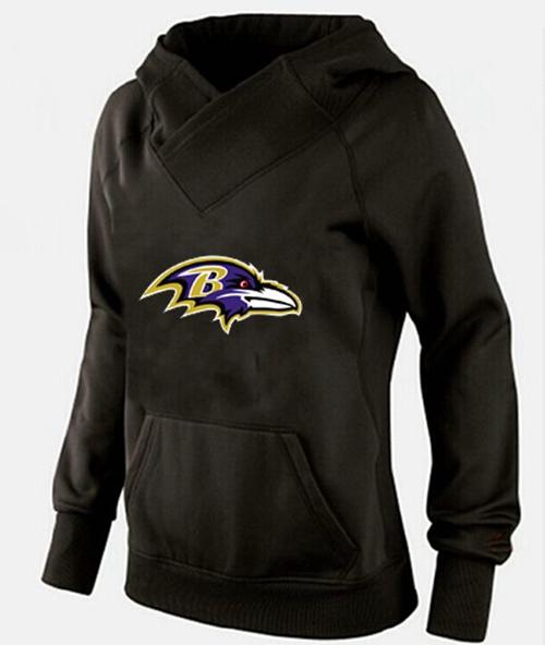 Women's Baltimore Ravens Logo Pullover Hoodie Black-1 - Click Image to Close