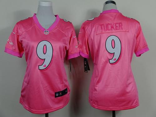 Nike Ravens #9 Justin Tucker Pink Women's Be Luv'd Stitched NFL New Elite Jersey - Click Image to Close