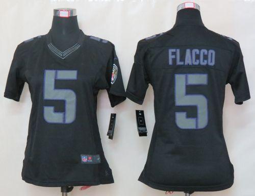 Nike Ravens #5 Joe Flacco Black Impact Women's Stitched NFL Limited Jersey