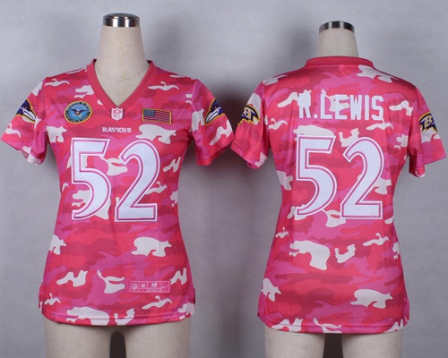 Nike Ravens #52 Ray Lewis Pink Women's Stitched NFL Elite Camo Fashion Jersey