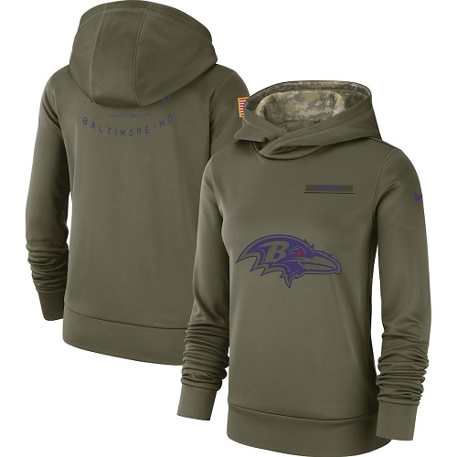 Women's Baltimore Ravens Nike Olive Salute to Service Sideline Therma Performance Pullover Hoodie