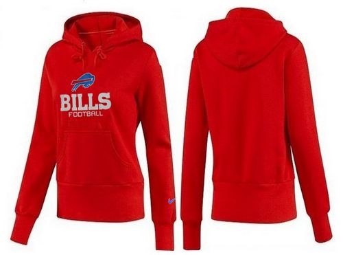 Women's Buffalo Bills Authentic Logo Pullover Hoodie Red - Click Image to Close