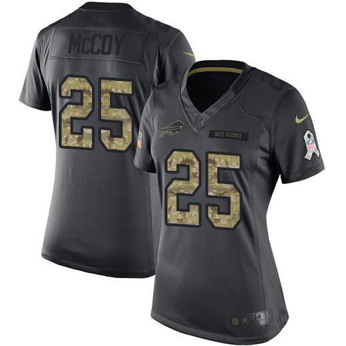 Nike Bills #25 LeSean McCoy Black Women's Stitched NFL Limited 2016 Salute to Service Jersey