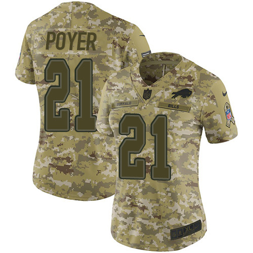 Nike Bills #21 Jordan Poyer Camo Women's Stitched NFL Limited 2018 Salute to Service Jersey