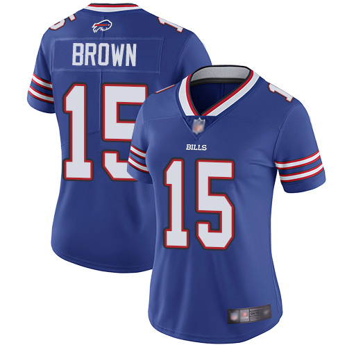 Bills #15 John Brown Royal Blue Team Color Women's Stitched Football Vapor Untouchable Limited Jersey