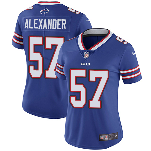 Nike Bills #57 Lorenzo Alexander Royal Blue Team Color Women's Stitched NFL Vapor Untouchable Limited Jersey