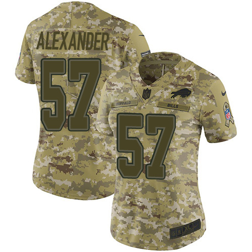 Nike Bills #57 Lorenzo Alexander Camo Women's Stitched NFL Limited 2018 Salute to Service Jersey - Click Image to Close