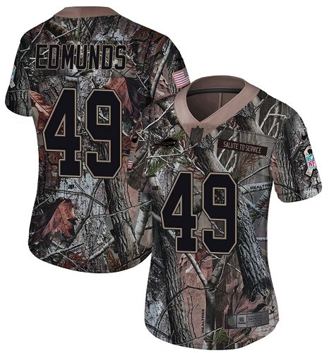 Nike Bills #49 Tremaine Edmunds Camo Women's Stitched NFL Limited Rush Realtree Jersey