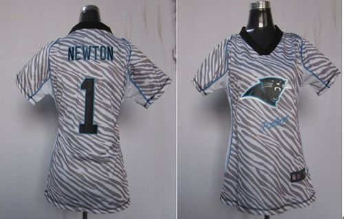 Nike Panthers #1 Cam Newton Zebra Women's Stitched NFL Elite Jersey