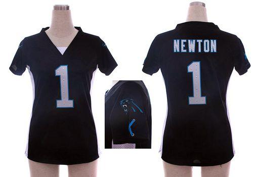 Nike Panthers #1 Cam Newton Black Team Color Draft Him Name & Number Top Women's Stitched NFL Elite Jersey