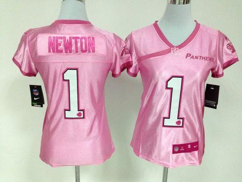 Nike Panthers #1 Cam Newton New Pink Women's Be Luv'd Stitched NFL Elite Jersey