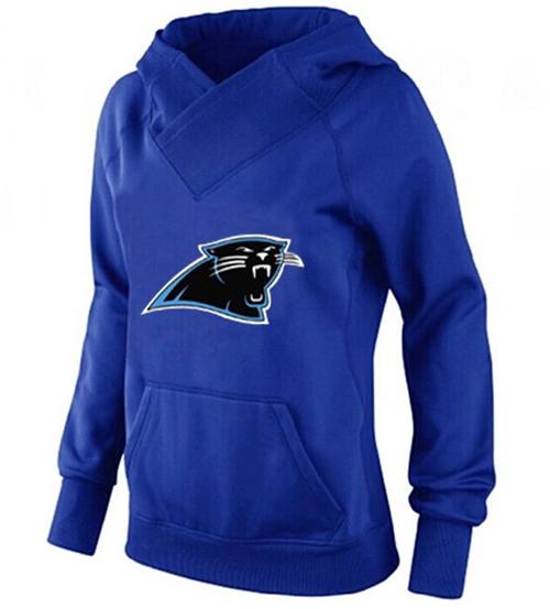 Women's Carolina Panthers Logo Pullover Hoodie Blue-1