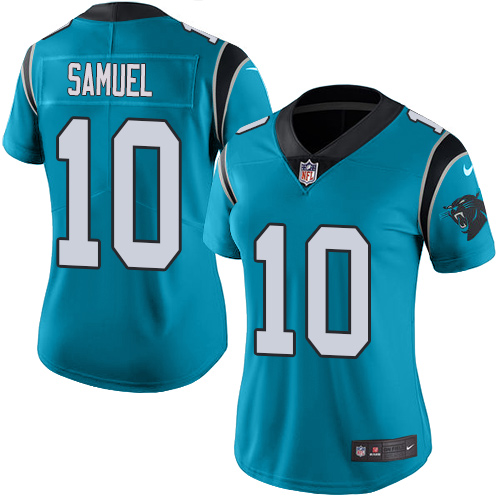 Nike Panthers #10 Curtis Samuel Blue Alternate Women's Stitched NFL Vapor Untouchable Limited Jersey