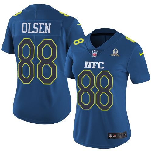 Nike Panthers #88 Greg Olsen Navy Women's Stitched NFL Limited NFC 2017 Pro Bowl Jersey