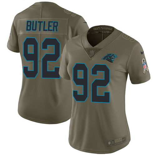 Nike Panthers #92 Vernon Butler Olive Women's Stitched NFL Limited 2017 Salute to Service Jersey - Click Image to Close