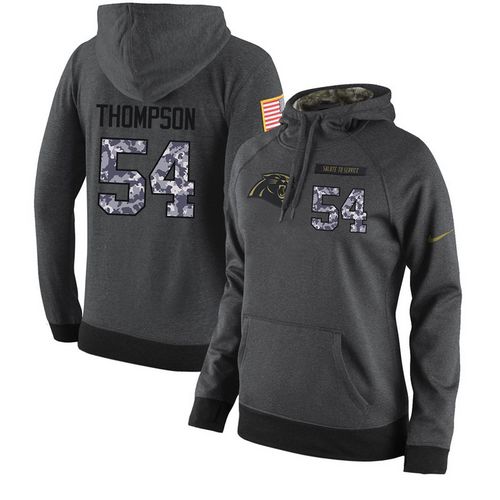 NFL Women's Nike Carolina Panthers #54 Shaq Thompson Stitched Black Anthracite Salute to Service Player Performance Hoodie - Click Image to Close