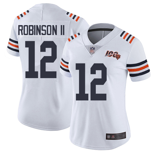 Bears #12 Allen Robinson II White Alternate Women's Stitched Football Vapor Untouchable Limited 100th Season Jersey - Click Image to Close