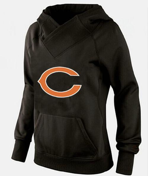 Women's Chicago Bears Logo Pullover Hoodie Black-2 - Click Image to Close