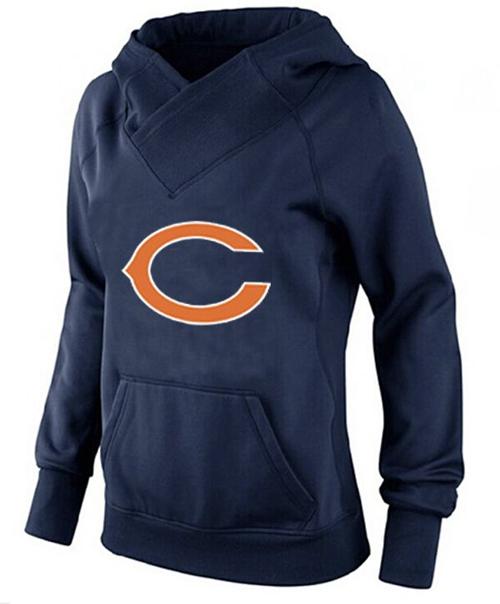 Women's Chicago Bears Logo Pullover Hoodie Navy Blue-2