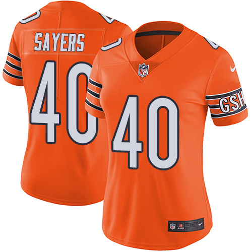 Nike Bears #40 Gale Sayers Orange Women's Stitched NFL Limited Rush Jersey