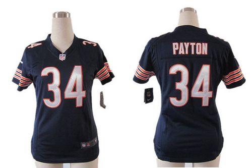 Nike Bears #34 Walter Payton Navy Blue Team Color Draft Him Name & Number Top Women's Stitched NFL Elite Jersey