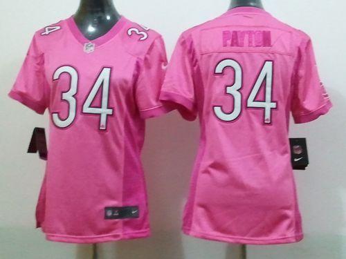 Nike Bears #34 Walter Payton Pink Women's Be Luv'd Stitched NFL Elite Jersey